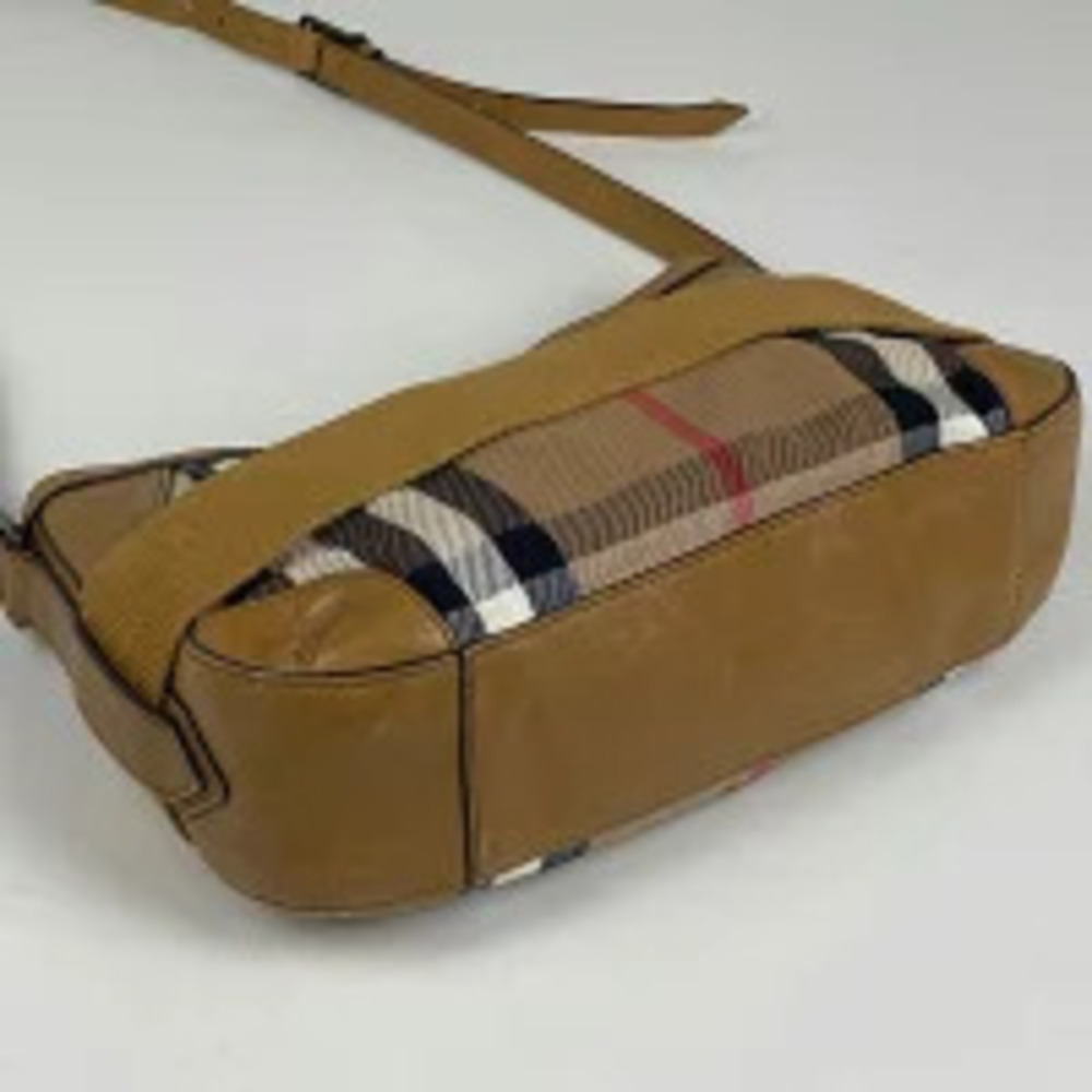 Burberry Nova Brown Beige Canvas Shoulder Check Bag